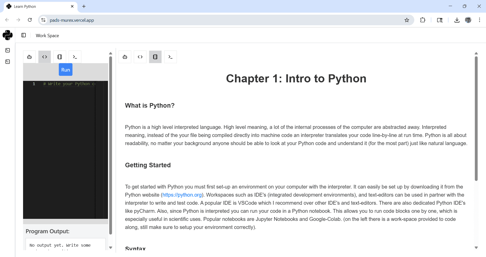 Python and Data Science Website